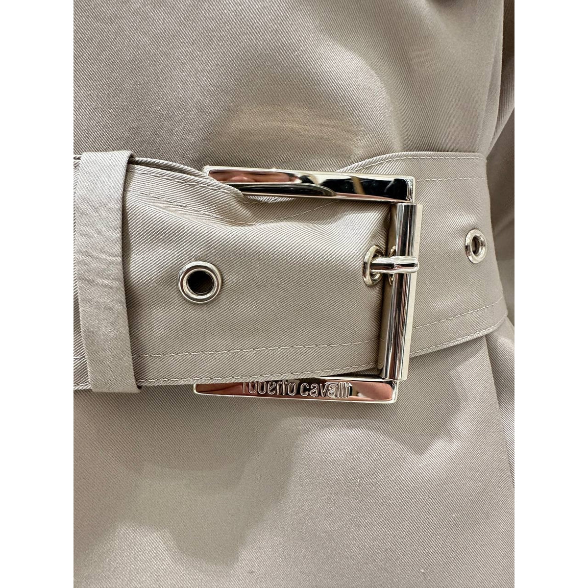 Cavalli Elegant Beige Double-Breasted Trench Coat Sz.40 Pre-owned