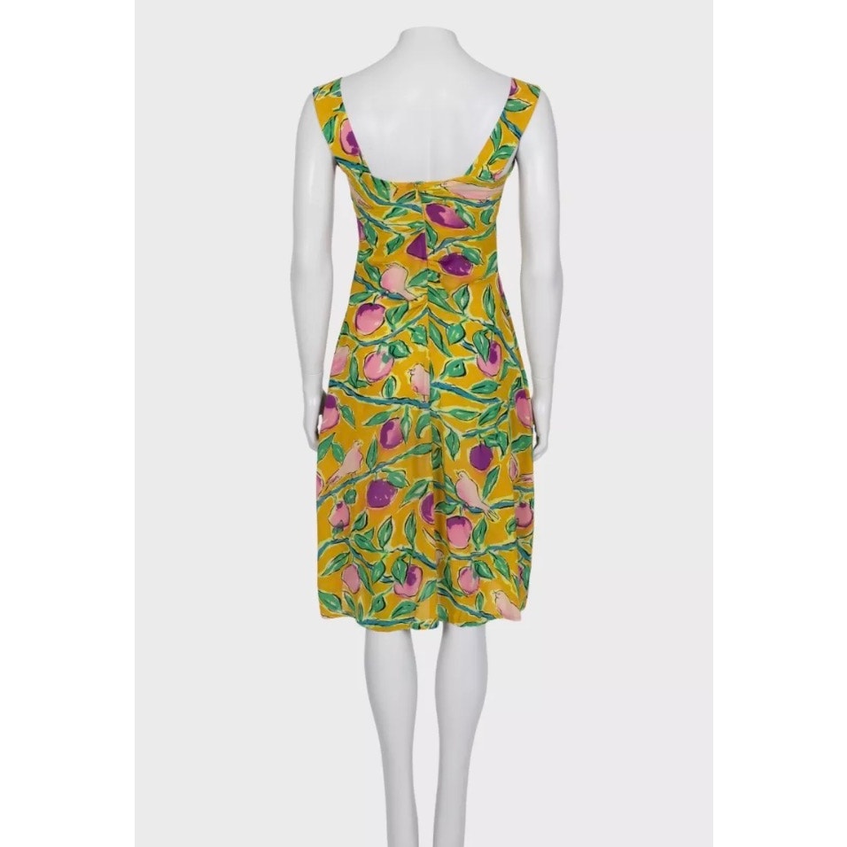 NWOT Dolce & Gabbana Yellow Silk Printed Dress - Size S Pre-owned