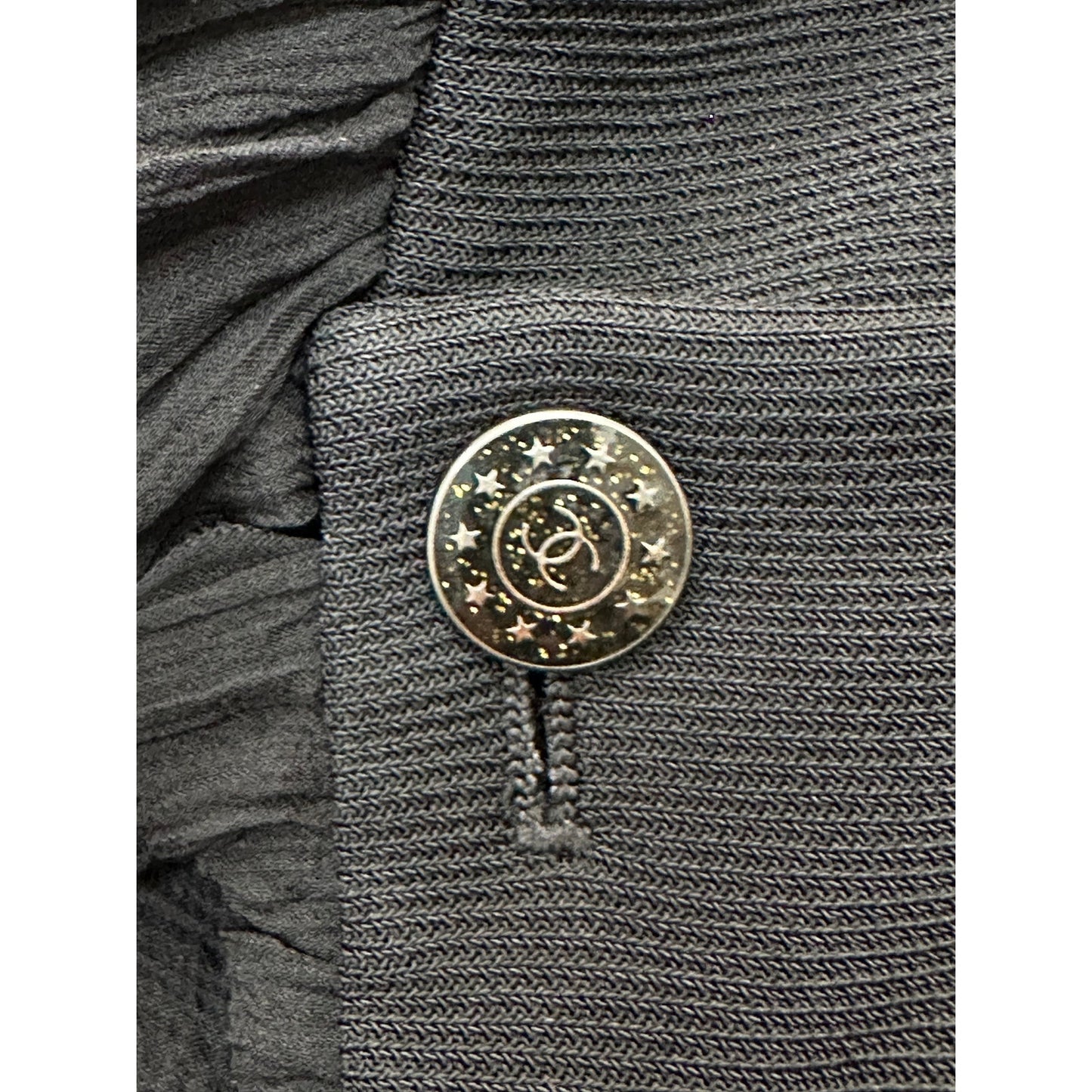 Chanel Silk Pleated Flower Belt Dress  Sz.40 Pre-owned