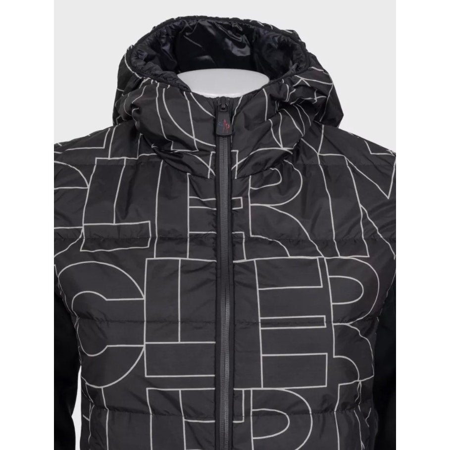 Moncler Black Printed Hooded Down Puffer Jacket - Size M Pre-owned