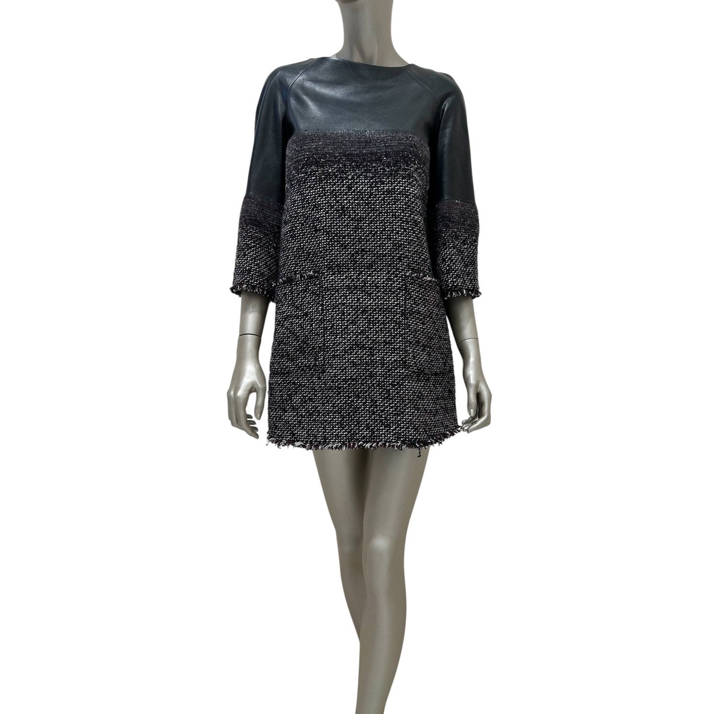 Chanel Tweed & Leather Dress Sz/36 Pre-owned
