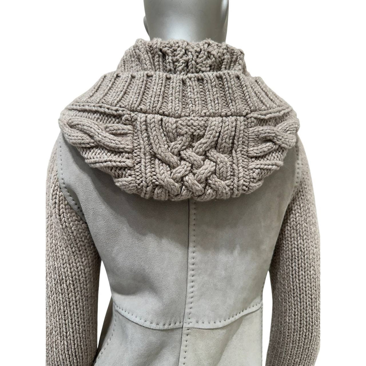Loro Piana Shearling Cashmere Knit Hooded Jacket Cardigan- 38 Pre-owned
