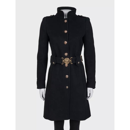 Roberto Cavalli Black Wool & Cashmere Belted Coat Sz.40/ S Pre-owned