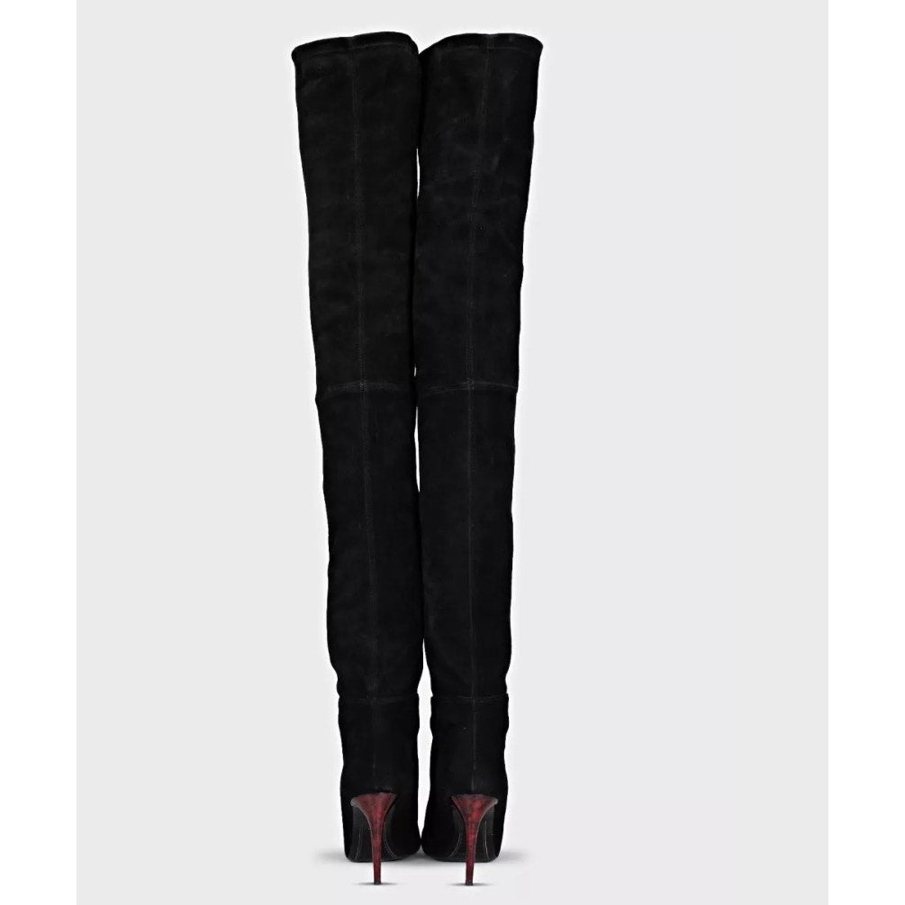 Balmain x H&M Black Suede Over-the-Knee Boots - Size 39 Pre-owned