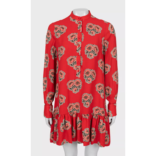 Alexander McQueen Red Poppy Print Silk Mini Dress Sz.40 IT Pre-owned