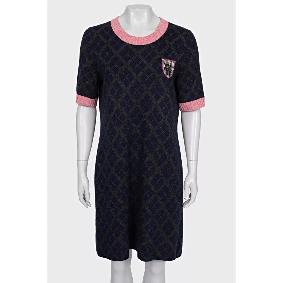 Chanel Paris-Edimbourg Cashmere Wool Blend Knit Dress Sz.44 Pre-owned