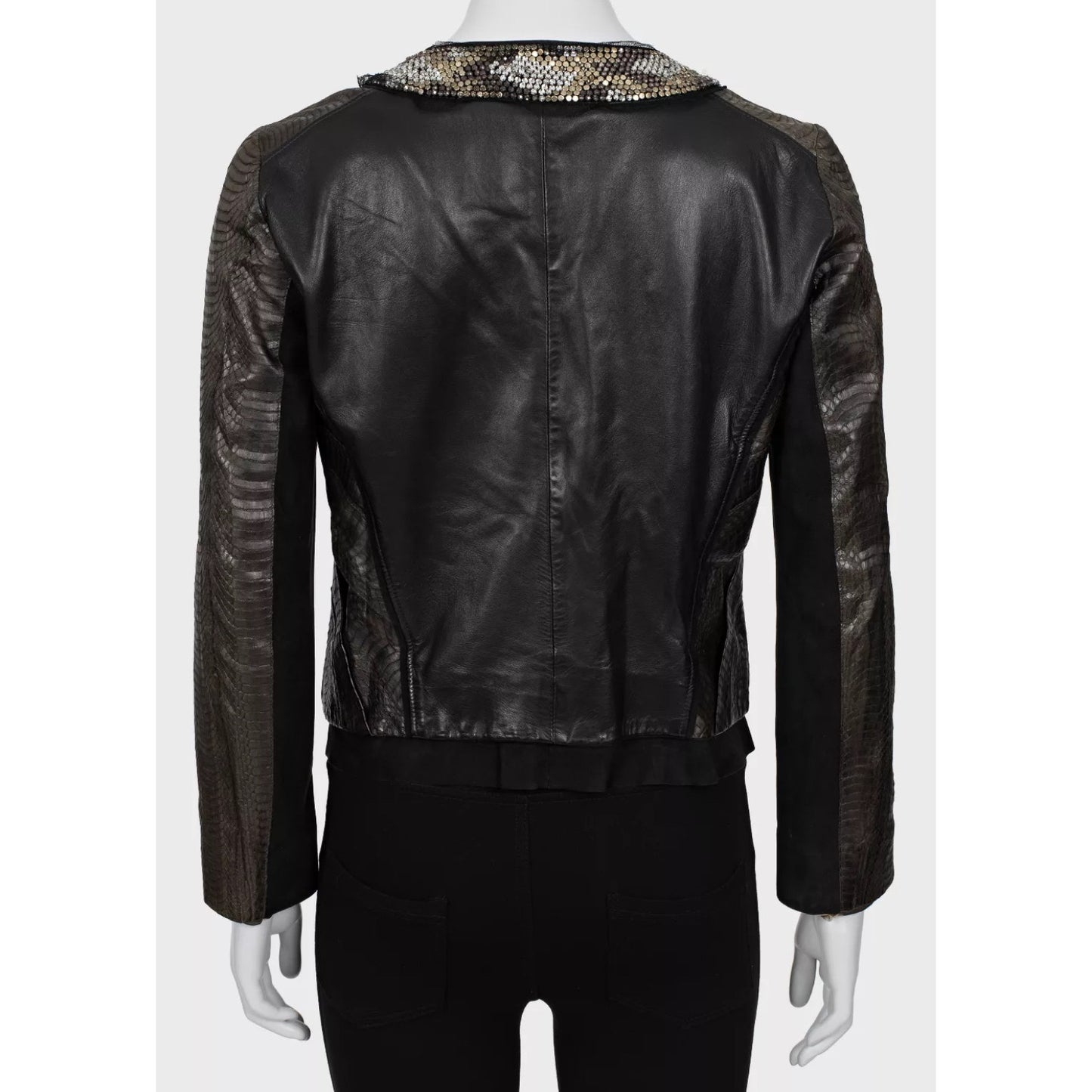 Roberto Cavalli Brown Snakeskin  Suede Jacket - Size 42 pre-owned