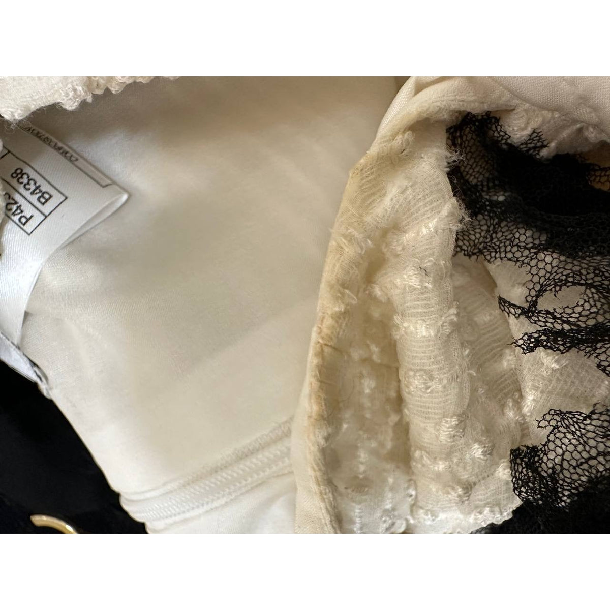 Stunning Chanel 11A Black & Ivory Feather Maxi Dress Sz.38 Pre-owned