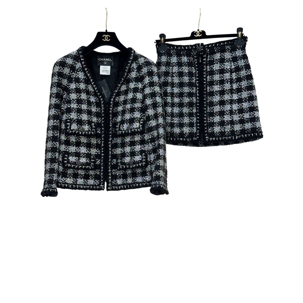 Chanel 2011 Runway Black & Silver Tweed Suit - Size 36 Pre-owned