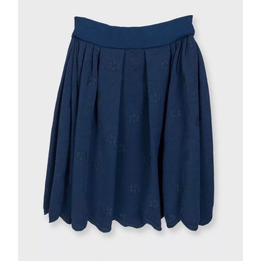 NWOT Chanel Blue Textured Knit Skirt - Elegant & Chic FR 36 Pre-owned