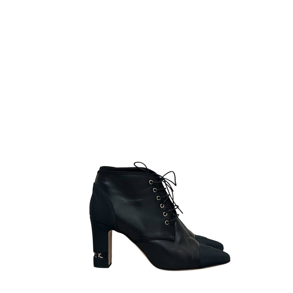 CHANEL Black Leather Chain Ankle Boots – EU 41 Pre-owned