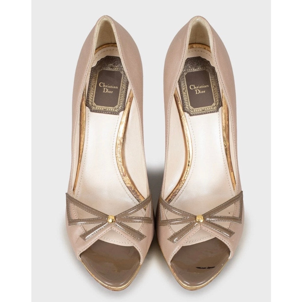 Christian Dior Beige t Leather Bow Pumps Size 36 pre-owned