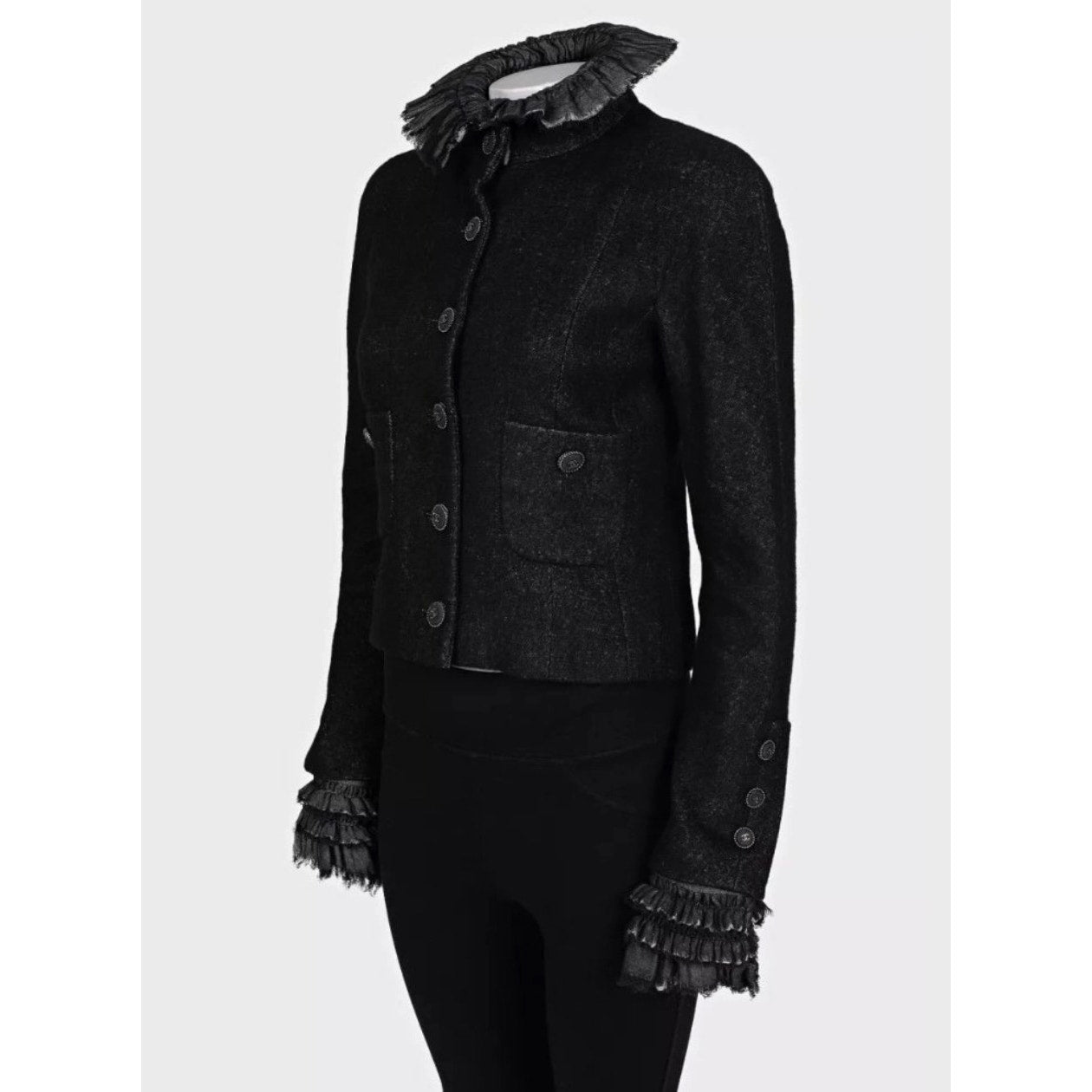 NWOT Chanel 2013 Black Cropped Jacket Sz.38 Pre-owned