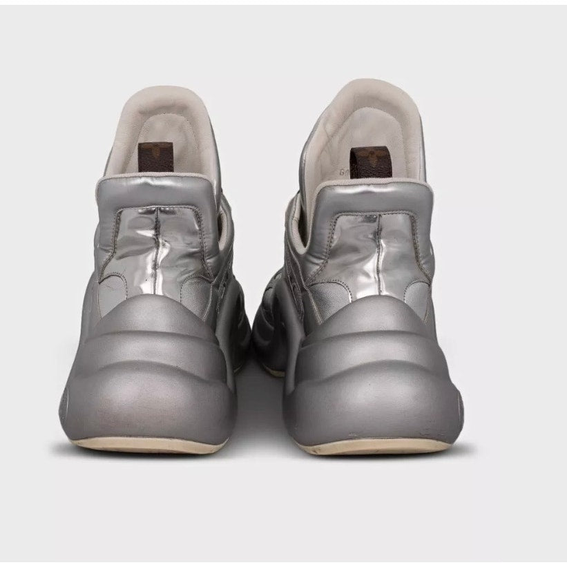 Louis Vuitton Silver Platform Sneakers - Size 41 pre-owned