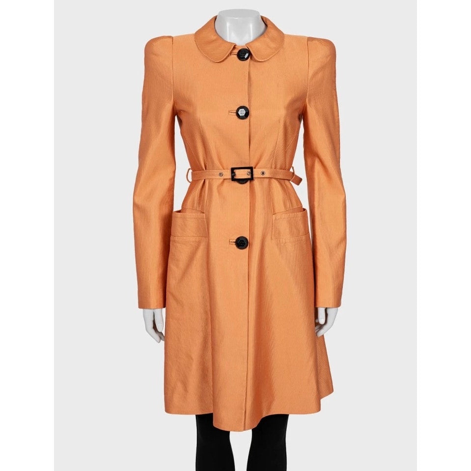 Roberto Cavalli Orange Belted Trench Coat - Size M Pre-owned