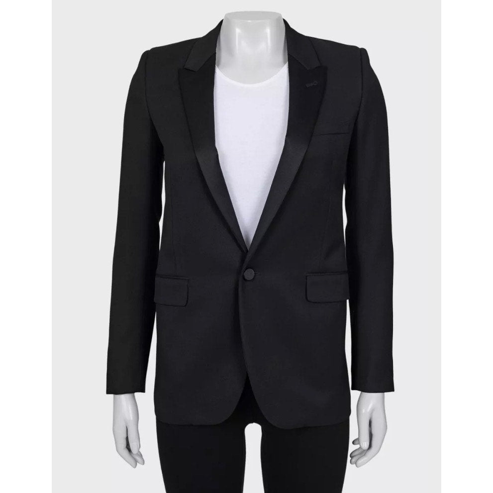Saint Laurent Black Straight Fit  Satin Lapels Blazer Sz.XS Pre-owned