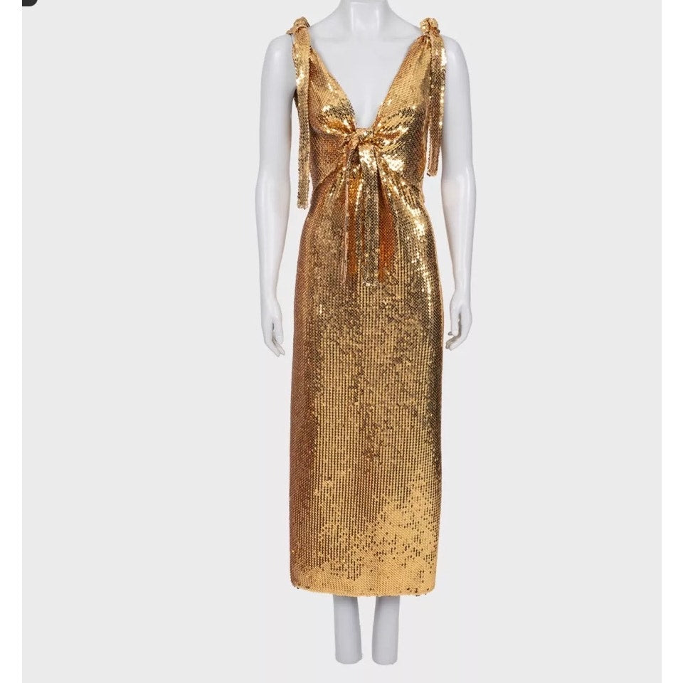 NWOT Paco Rabanne Gold Sequin Dress - Size 36/S pre-owned