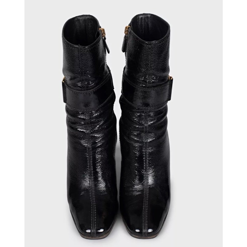 Gucci Black Patent Leather Knee High Boots EU 39 Pre-owned