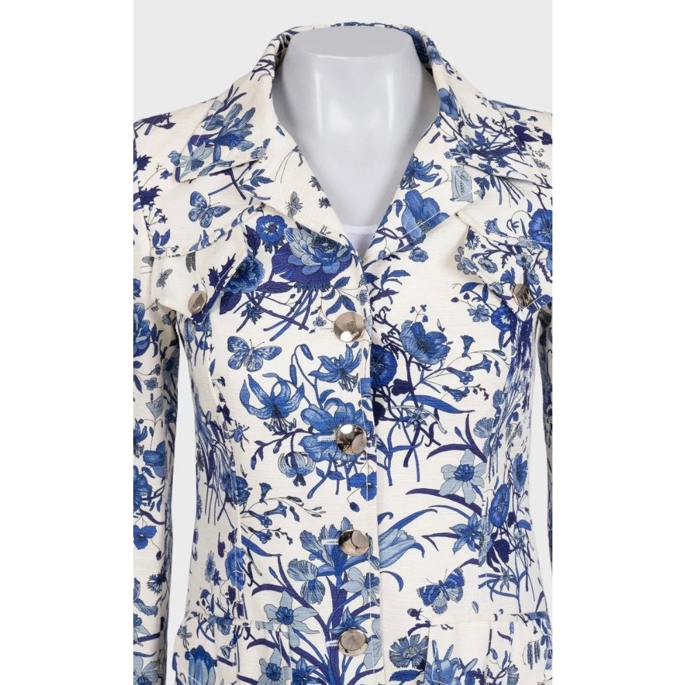 Gucci Resort 2007 White Floral Print Cotton Coat IT 38 Pre-owned