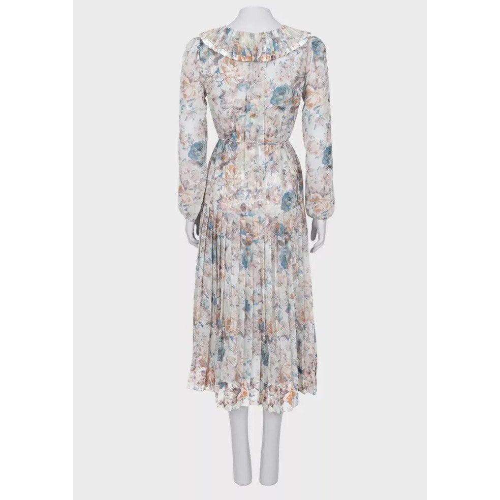 Zimmermann Floral Sheer Pleated DressSz. 2/M pre-owned