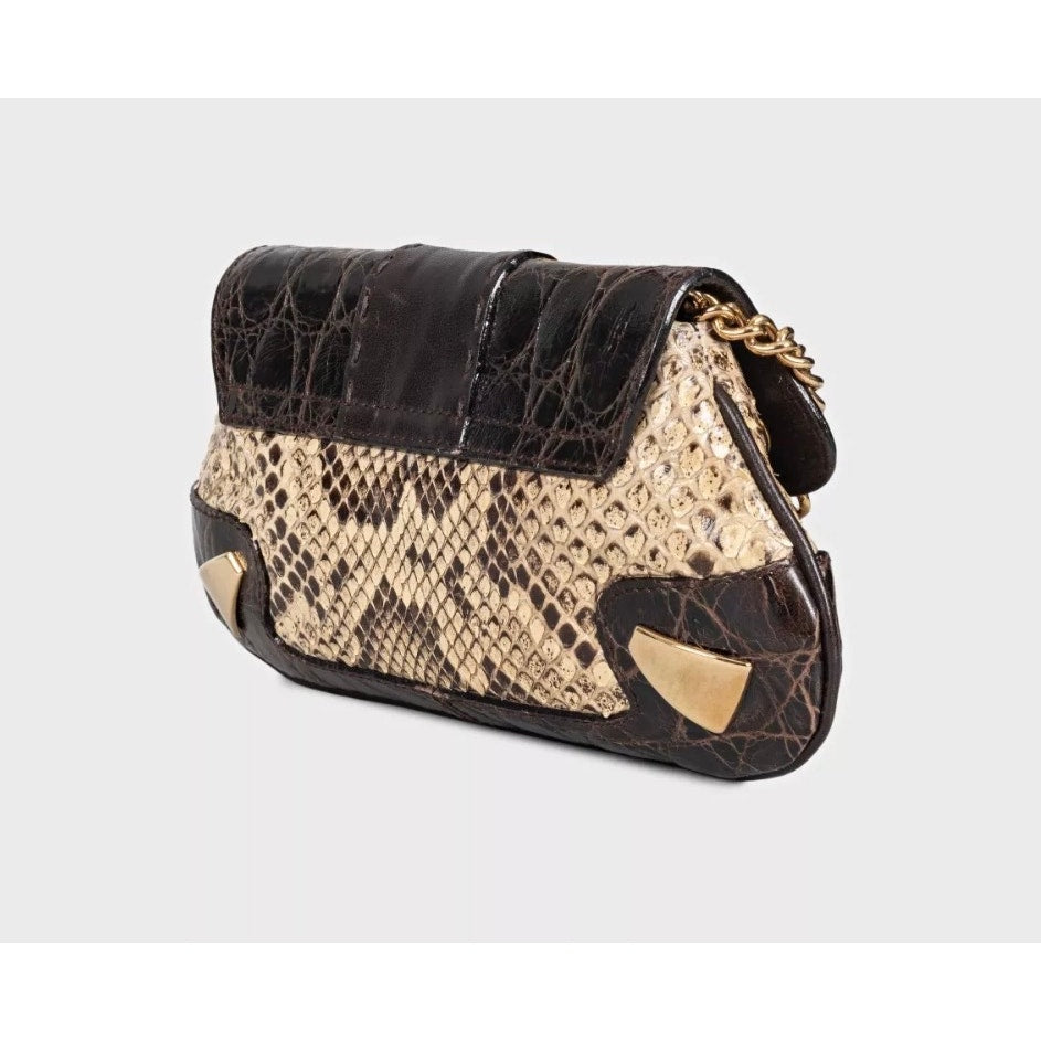 Dolce & Gabbana Brown Python Print lambskin Leather Crossbody Bag pre-owned