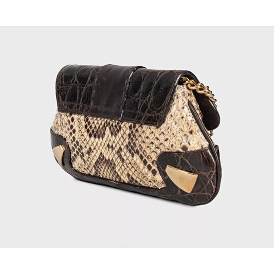 Dolce & Gabbana Brown Python Print lambskin Leather Crossbody Bag pre-owned