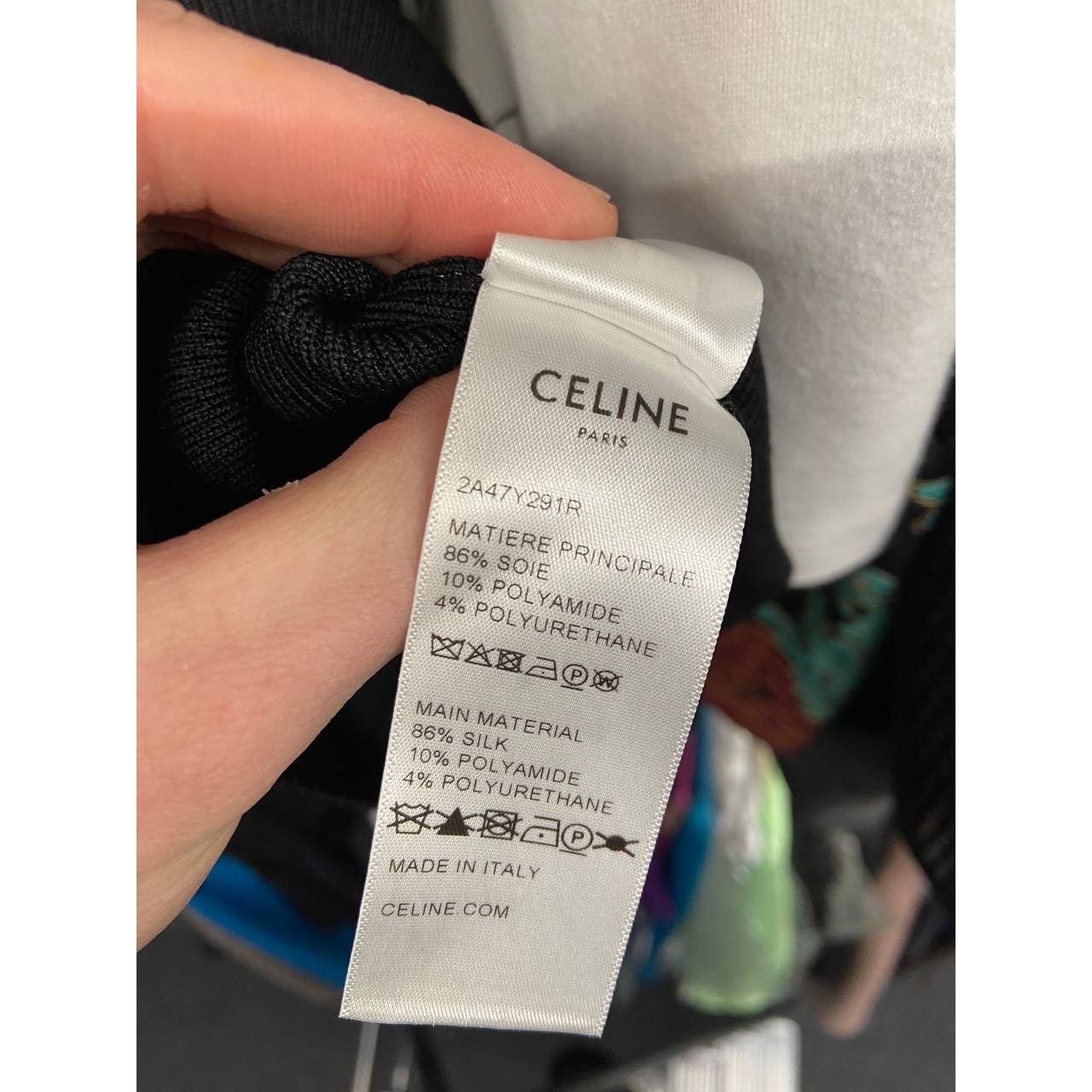 Celine Black Logo Bodycon Silk Blend Dress - Size M Pre-owned