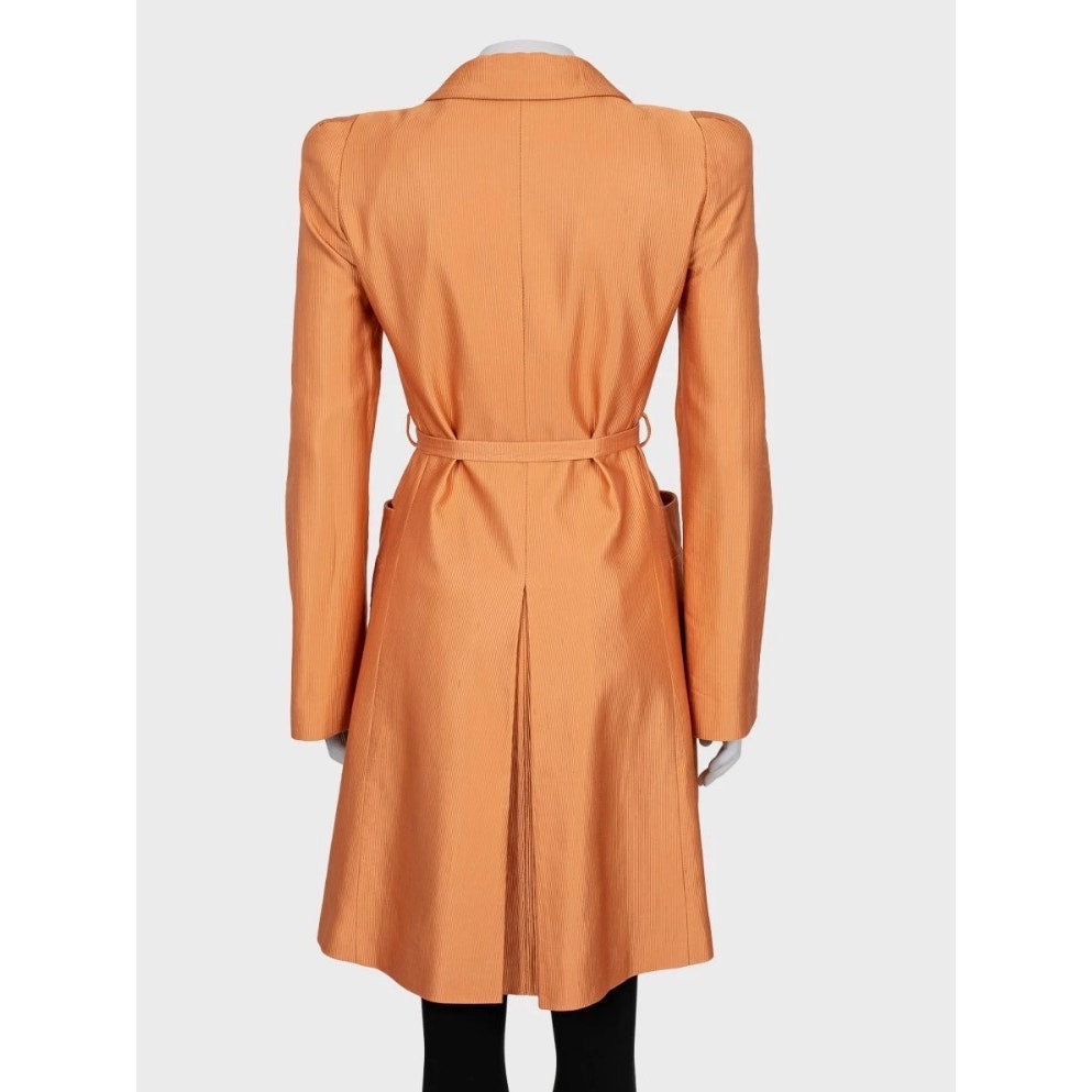 Roberto Cavalli Orange Belted Trench Coat - Size M Pre-owned