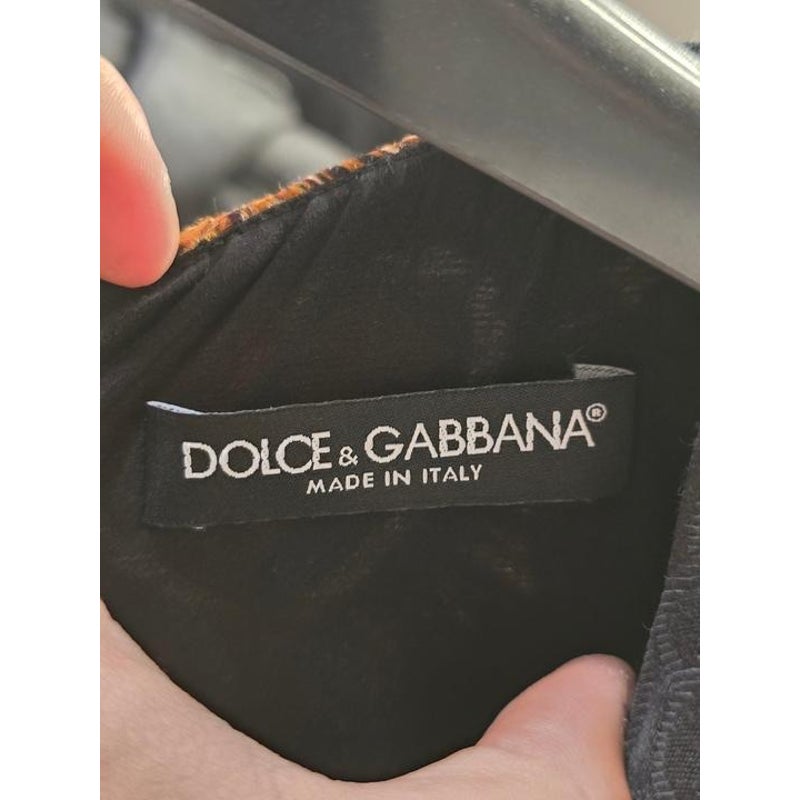 Dolce & Gabbana Black Printed Silk-Blend Lined Dress - Size L Pre-owned