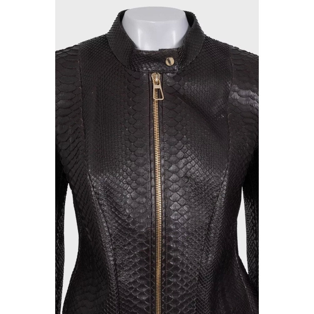 NWOT Alberta Ferretti Cropped Lambskin Leather Jacket IT44/S