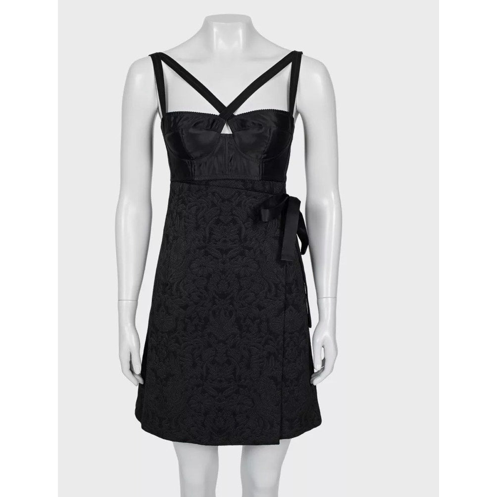 NWOT Dolce & Gabbana Black Jacquard Corset Dress - Size S (IT40) Pre-owned