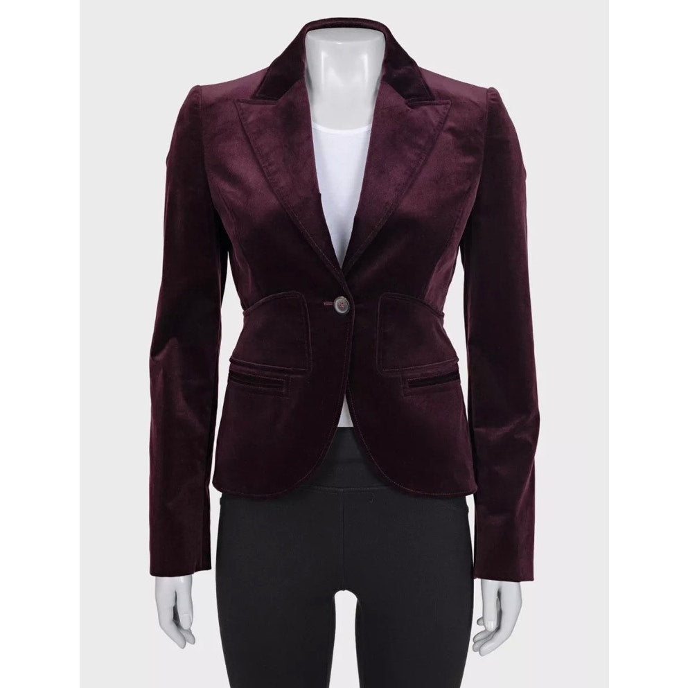 Gucci Purple Velvet Fitted Jacket - Italian Size 38/XS Pre-owned
