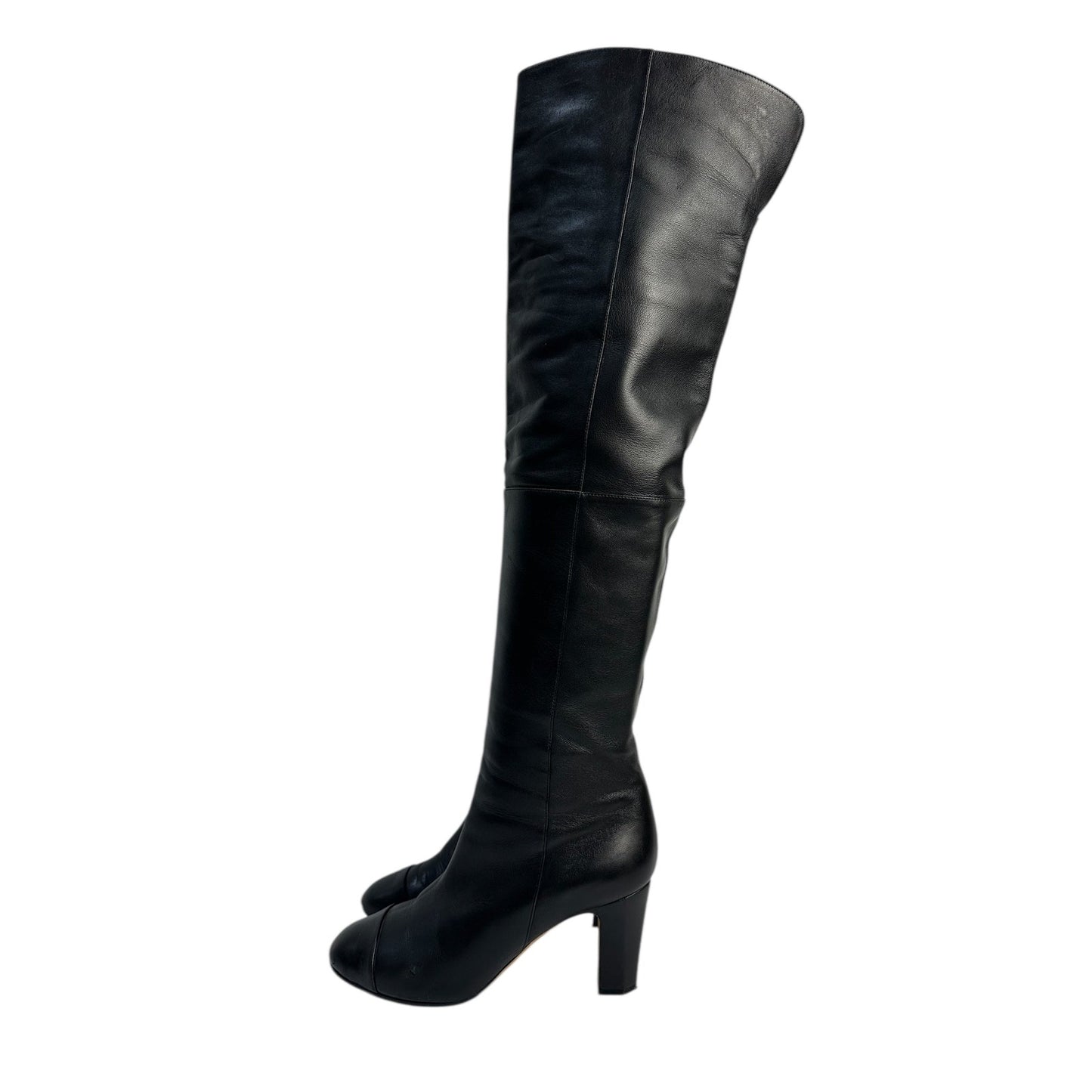 Chanel Leather Over-the-knee Heeled Boots Sz.38 Pre-owned