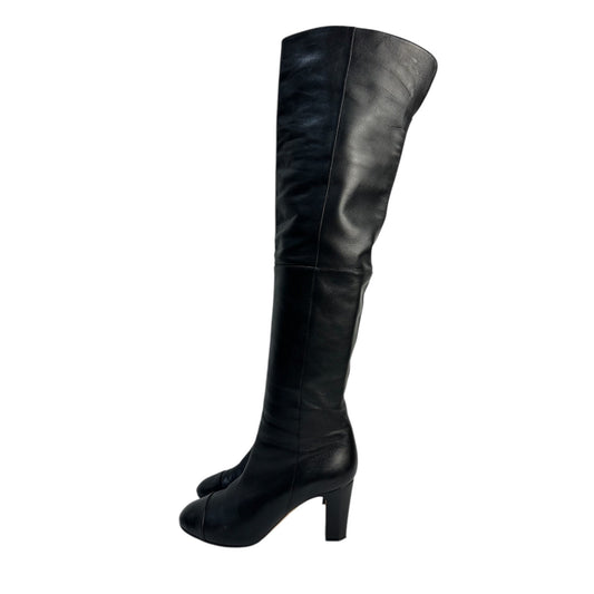 Chanel Leather Over-the-knee Heeled Boots Sz.38 Pre-owned