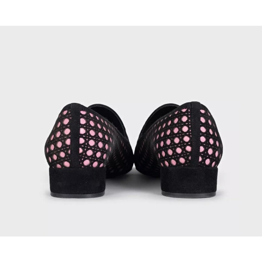 Christian Dior Black Suede Perforated Ballet Flats Sz.37 Pre-owned