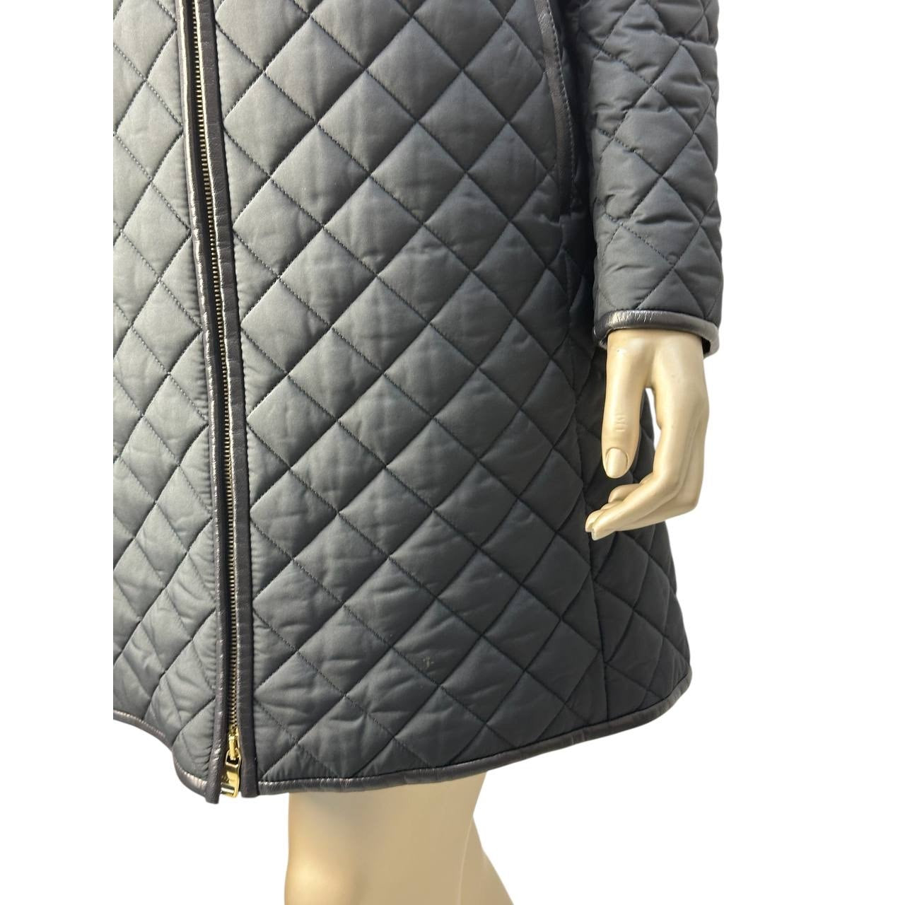 Salvatore Ferragamo Quilted Coat Leather Collar Sz.42 pre-owned