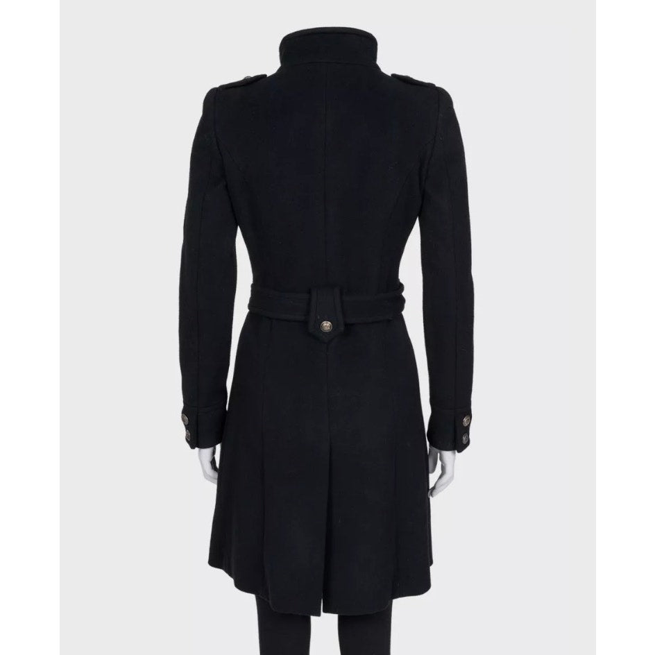 Roberto Cavalli Black Wool & Cashmere Belted Coat Sz.40/ S Pre-owned