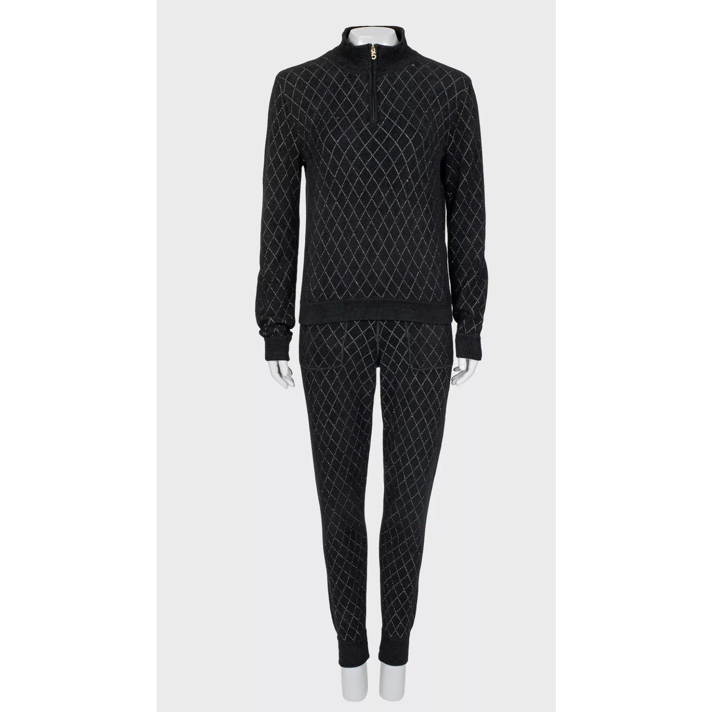 Chanel Black Viscose Jumper Pants Set Suit - Sz. 38 Pre-owned