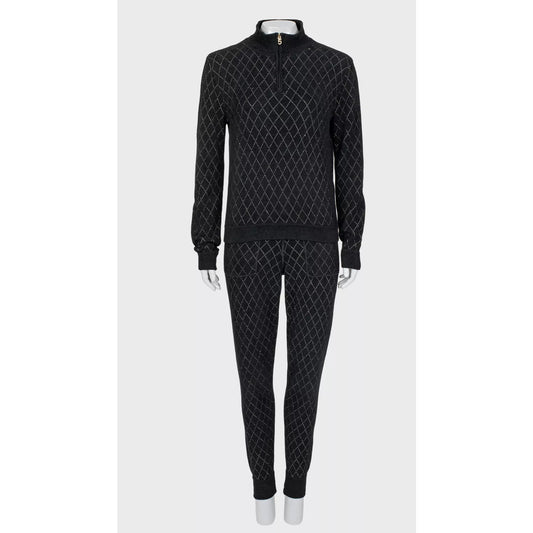 Chanel Black Viscose Jumper Pants Set Suit - Sz. 38 Pre-owned