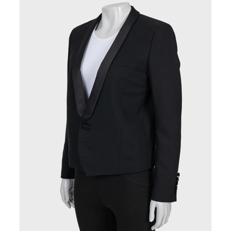 Saint Laurent Black Wool Jacket with Satin Lapels Sz.40/ L Pre-owned