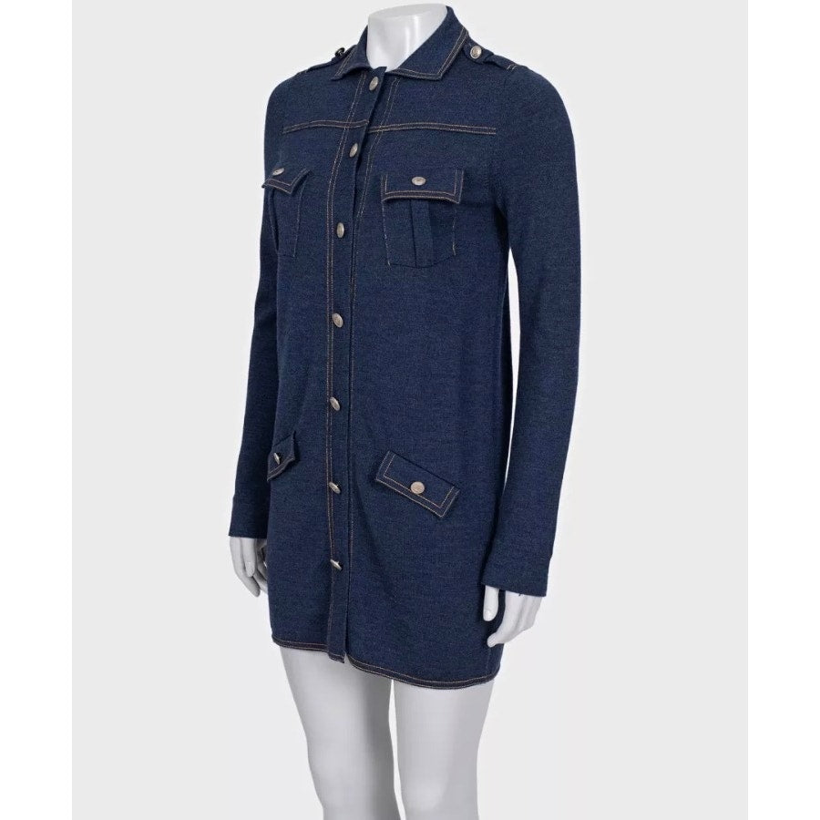Chanel Blue Wool & Silk Dress Sz. FR36 / S Pre-owned