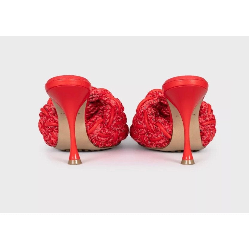 Bottega Veneta Red Mules with Chunky Woven Detail, Size 38 Pre-owned