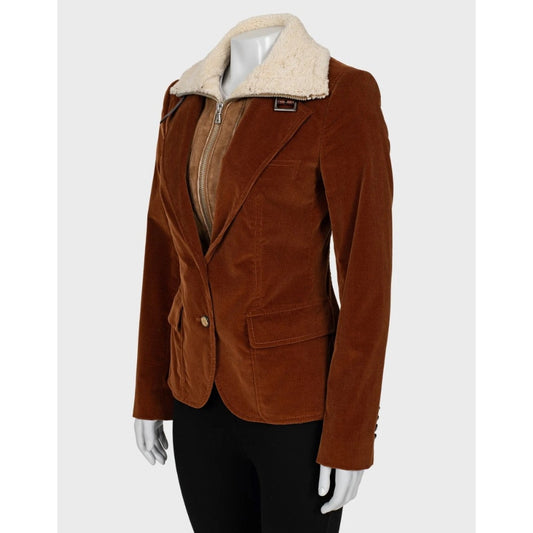 Dolce & Gabbana Brown Corduroy Jacket Detachable Fur Sz.42/M Pre-owned