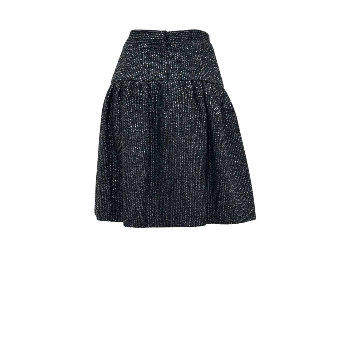 CHANEL 2014 Black Tweed Mid-Length Skirt - Size 36FR Pre-owned