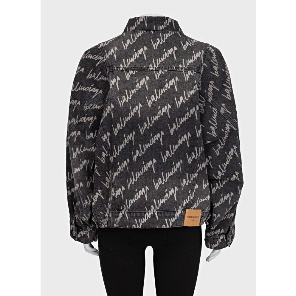 NWOT Balenciaga Black Oversized Denim Jacket IT38/XXS pre-owned