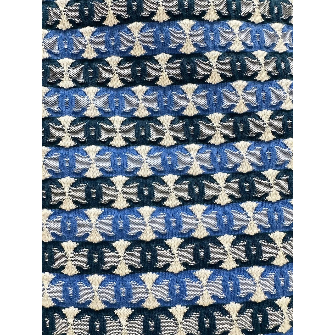 Chanel 2019 Pre-Spring Blue & White CC Logo Knee Skirt Sz 40 pre-owned