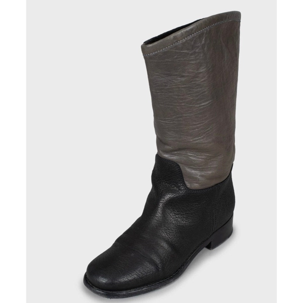 Chanel Two-Tone Leather Boots - Black & Beige - Size 36.5 Pre-owned