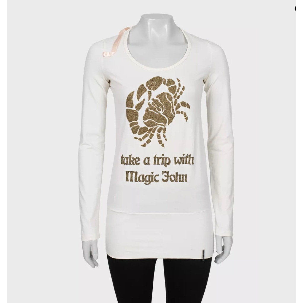 Rare Galliano White Longsleeve Sweater Tunic - Size S Pre-owned