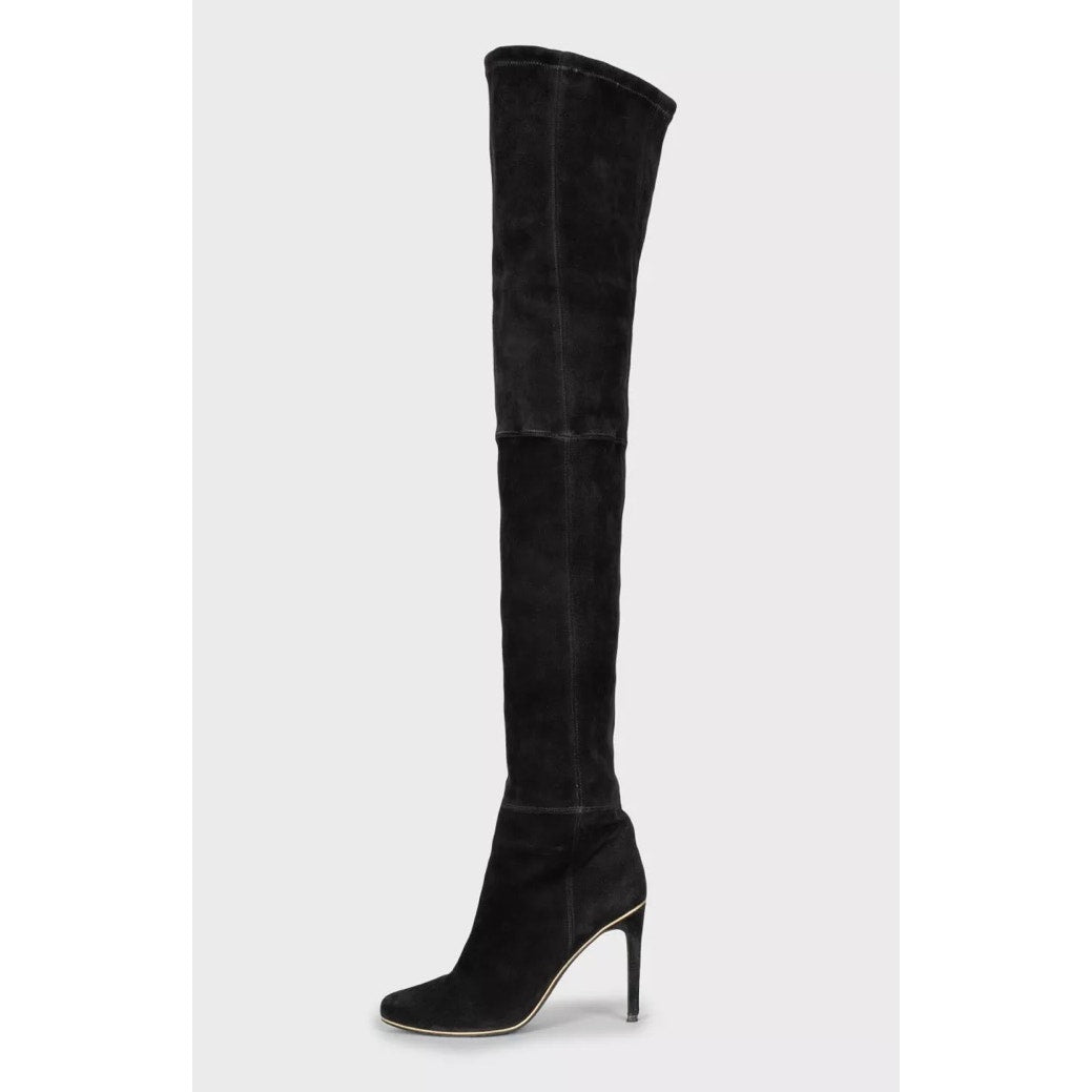 Balmain Blue Suede Over-the-Knee Boots  Sz. 38.5 Pre-owned