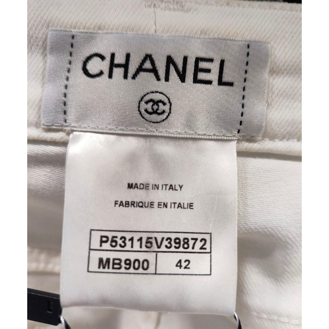 Chanel White Straight-Leg Jeans with Crystal Accents sz.42 Pre-owned
